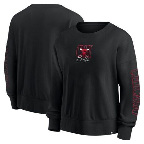 Chicago Bulls Fashion7 Women's Oversized Game Day Pullover Sweatshirt - Black - Front View