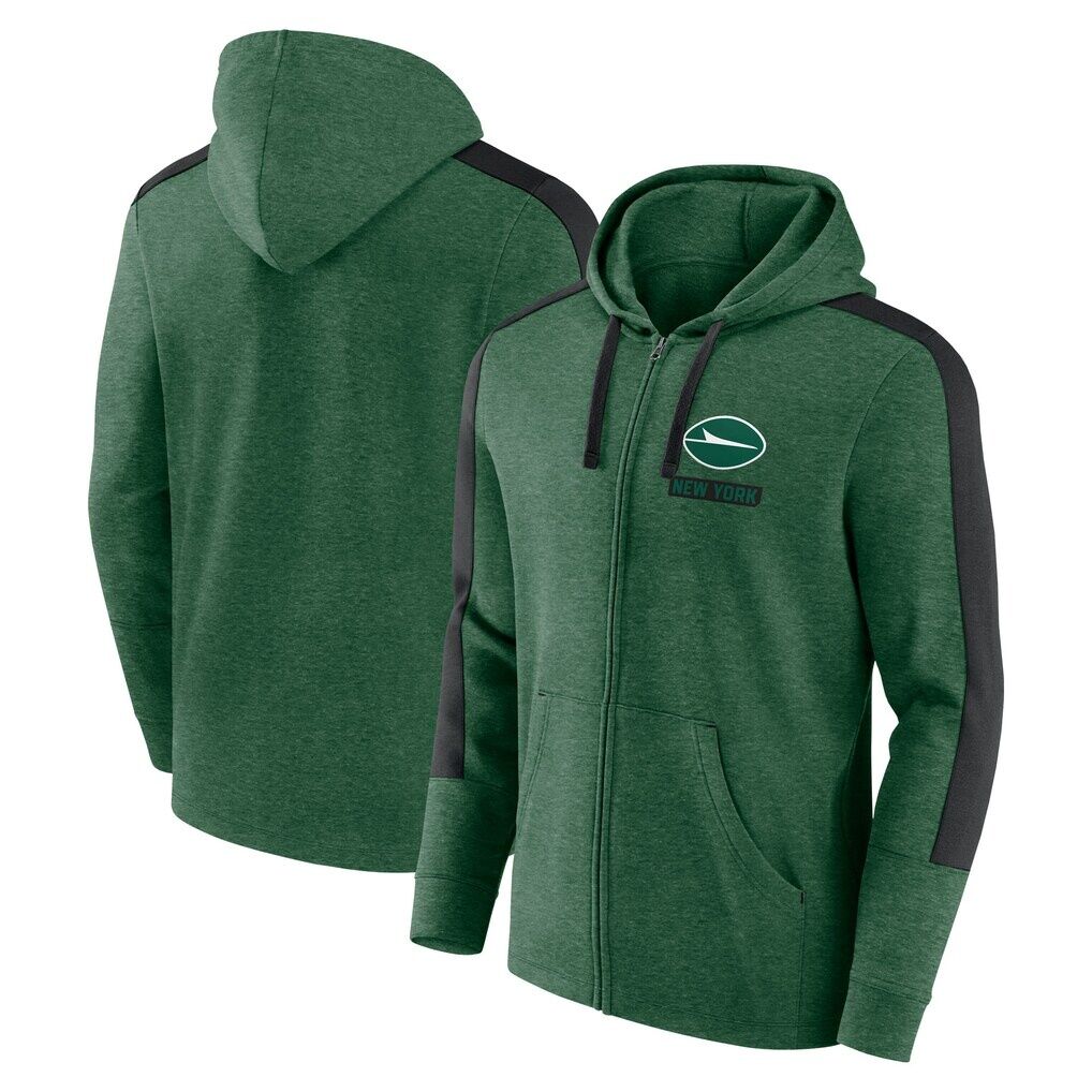 New York Jets Fashion7 Gains Full-Zip Hoodie - Heather Green