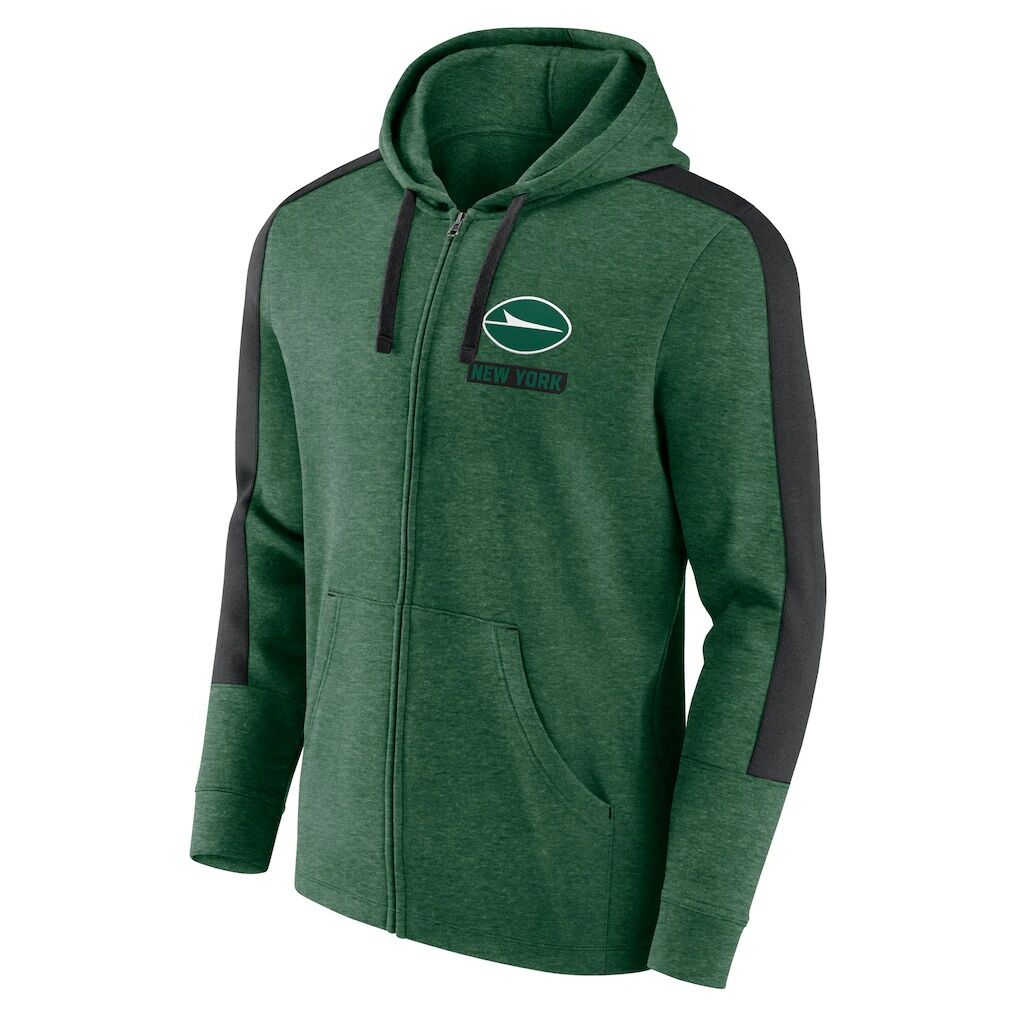 New York Jets Fashion7 Gains Full-Zip Hoodie - Heather Green