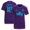 Kerwin Vargas Charlotte FC adidas Women's 2023 Crown Jewel Kit Replica Player Jersey - Purple - Front View