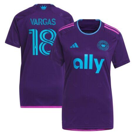 Kerwin Vargas Charlotte FC adidas Women's 2023 Crown Jewel Kit Replica Player Jersey - Purple - Front View