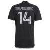Jacob Shaffelburg Nashville SC adidas 2024 Man In Black Kit Replica Player Jersey - Black - Detail View