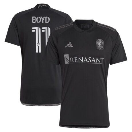 Tyler Boyd Nashville SC adidas 2024 Man In Black Kit Replica Player Jersey - Black - Front View