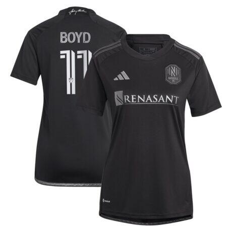 Tyler Boyd Nashville SC adidas Women's 2024 Man In Black Kit Replica Player Jersey - Black - Front View