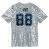 CeeDee Lamb Dallas Cowboys Girls Youth Sequin V-Neck Fashion Jersey - Silver - Detail View