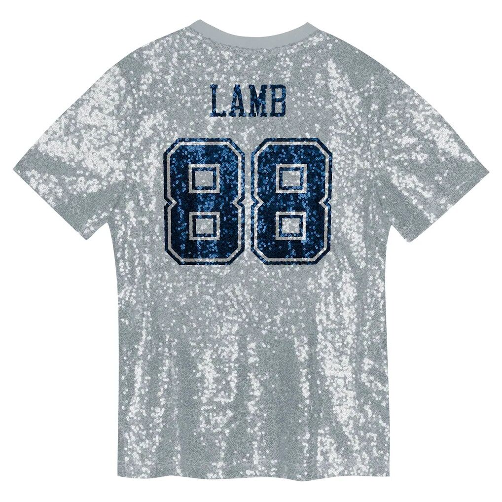 CeeDee Lamb Dallas Cowboys Girls Youth Sequin V-Neck Fashion Jersey