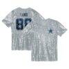 CeeDee Lamb Dallas Cowboys Girls Youth Sequin V-Neck Fashion Jersey - Silver - Front View
