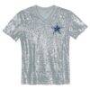 CeeDee Lamb Dallas Cowboys Girls Youth Sequin V-Neck Fashion Jersey - Silver - Side View