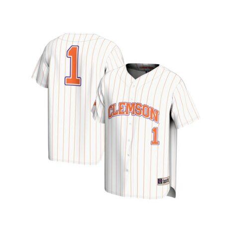 #1 Clemson Tigers GameDay Greats Youth Lightweight Baseball Fashion Jersey - White - Front View