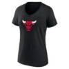 Chicago Bulls Women's Primary Logo V-Neck T-Shirt - Black - Back View