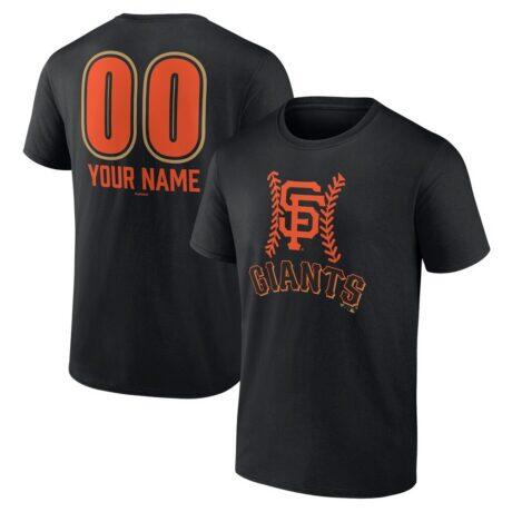 San Francisco Giants Personalized Name & Number Fastball T-Shirt - Black - Front View