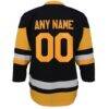 Pittsburgh Penguins Youth Home Replica Custom Jersey - Black - Detail View