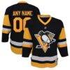 Pittsburgh Penguins Youth Home Replica Custom Jersey - Black - Front View
