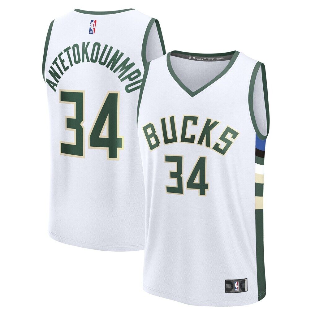 Giannis Antetokounmpo Milwaukee Bucks Fashion7 Fast Break Replica Player Jersey - Association Edition