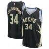 Giannis Antetokounmpo Milwaukee Bucks Fashion7 Youth Fast Break Replica Player Jersey - Black - Front View
