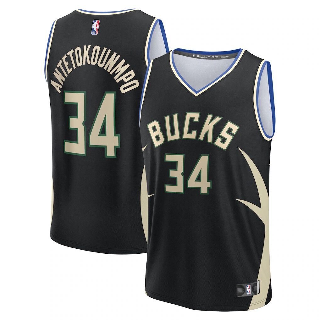 Giannis Antetokounmpo Milwaukee Bucks Fashion7 Youth Fast Break Replica Player Jersey - Statement Edition