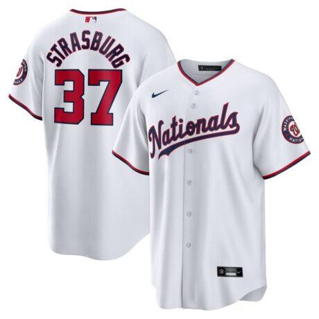 Stephen Strasburg Washington Nationals Nike Home Replica Jersey - White - Front View