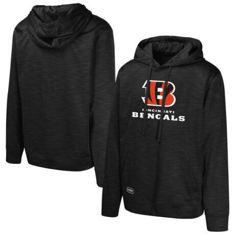 Cincinnati Bengals Streak Fleece Pullover Hoodie - Black - Front View