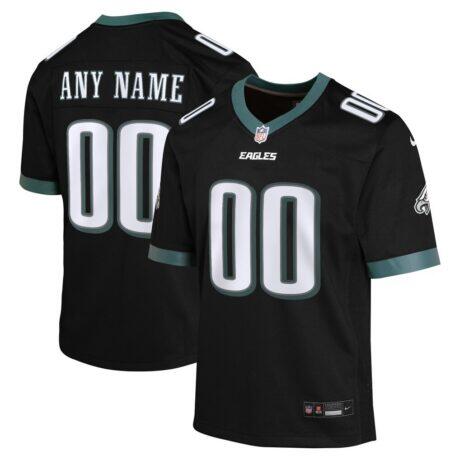 Philadelphia Eagles Nike Youth Alternate Custom Game Jersey - Black - Front View