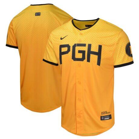 Pittsburgh Pirates Nike Youth City Connect Limited Jersey - Gold - Front View