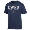 Case Western Reserve Spartans Champion Stack Logo Softball Powerblend T-Shirt - Navy - Side View