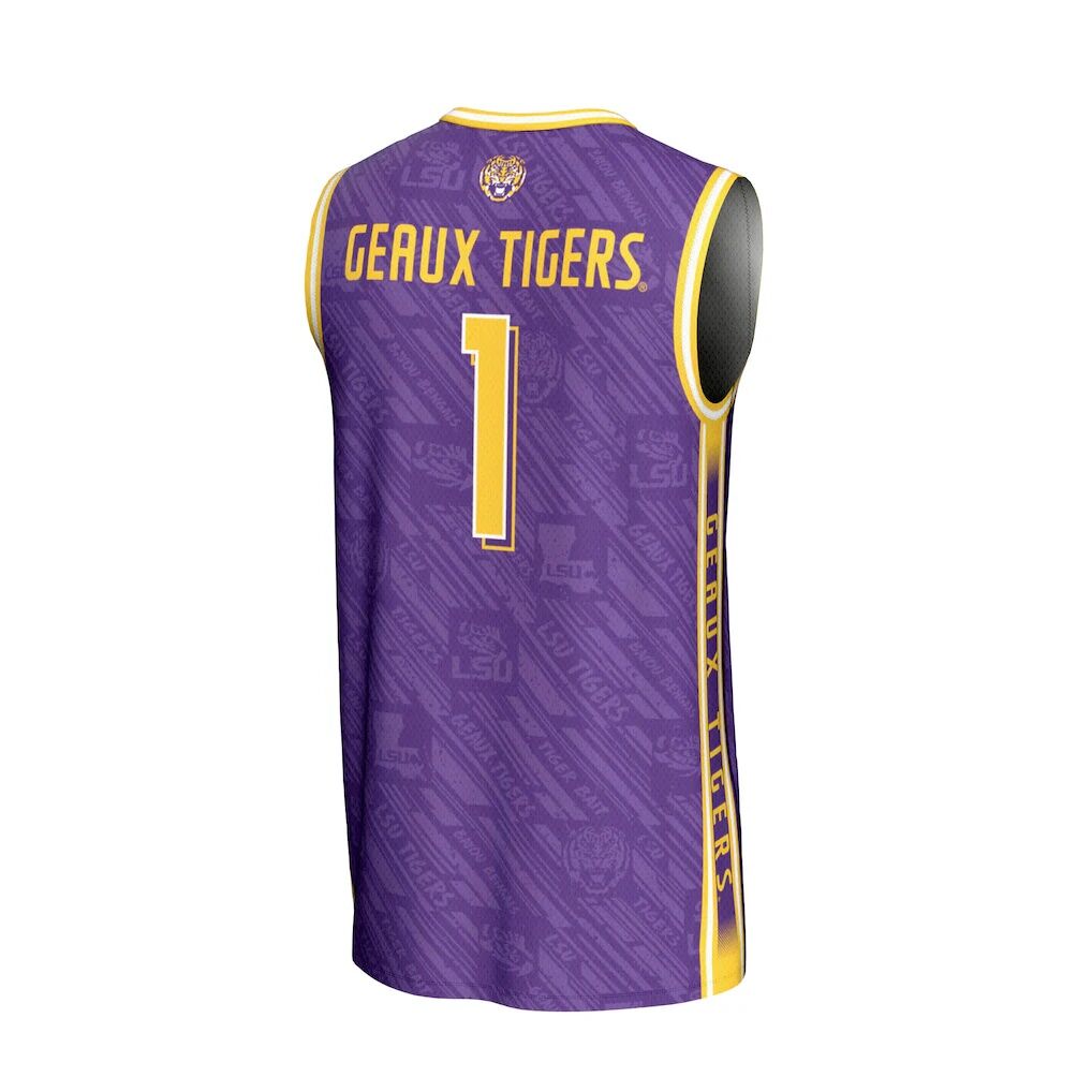 #1 LSU Tigers GameDay Greats Unisex Lightweight Highlight Print Basketball Jersey