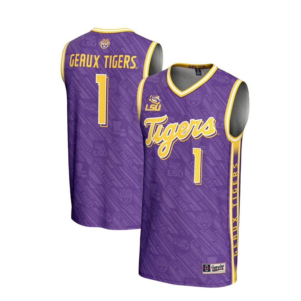 #1 LSU Tigers GameDay Greats Unisex Lightweight Highlight Print Basketball Jersey