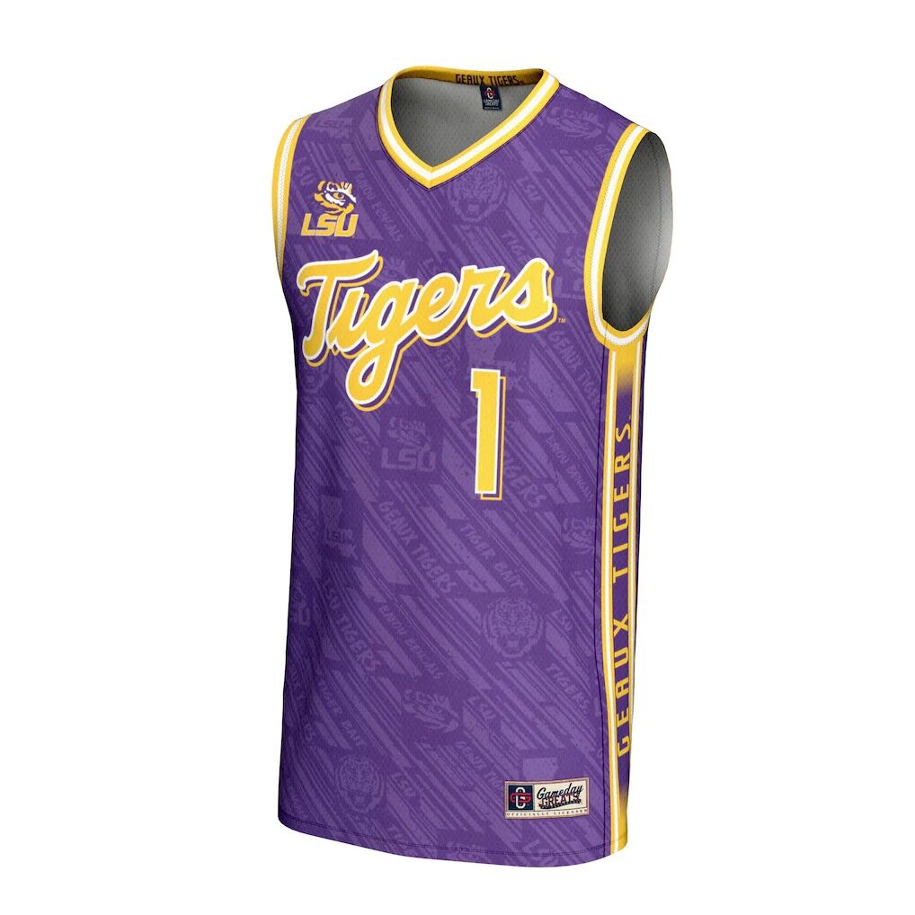 #1 LSU Tigers GameDay Greats Unisex Lightweight Highlight Print Basketball Jersey