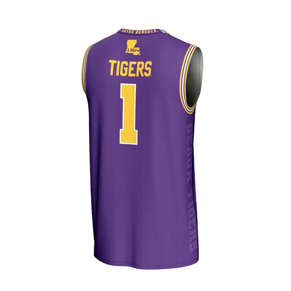 #1 LSU Tigers GameDay Greats Unisex Lightweight Icon Print Basketball Jersey