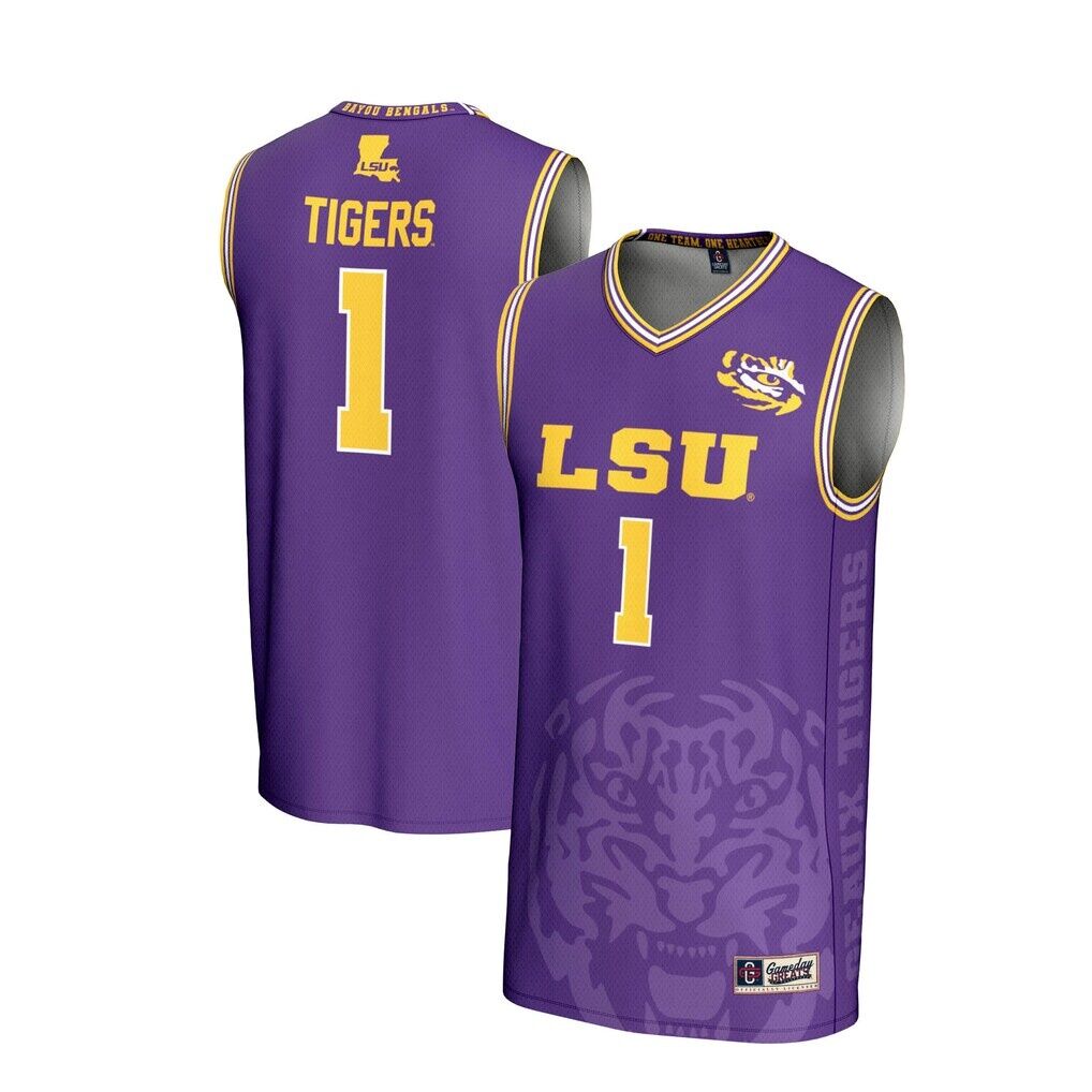 #1 LSU Tigers GameDay Greats Unisex Lightweight Icon Print Basketball Jersey
