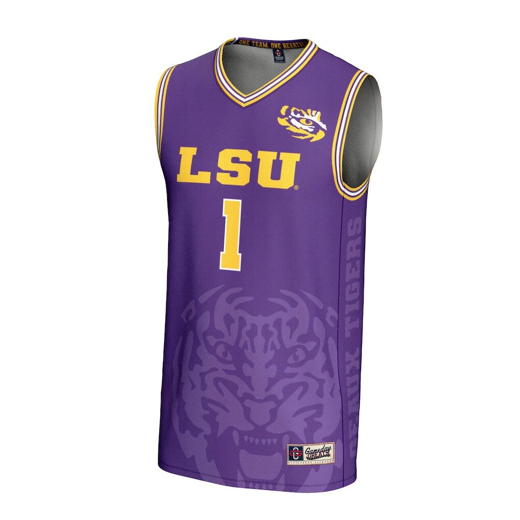 #1 LSU Tigers GameDay Greats Unisex Lightweight Icon Print Basketball Jersey