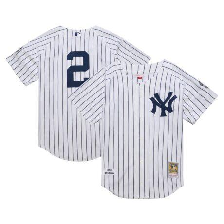 Derek Jeter New York Yankees Mitchell & Ness 2014 Cooperstown Collection Authentic Throwback Jersey - White - Front View