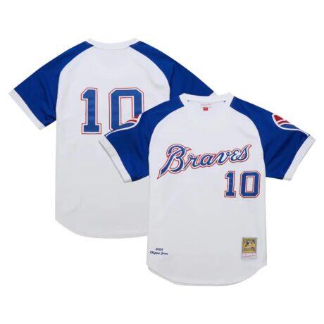Chipper Jones Atlanta Braves Mitchell & Ness 2004 Cooperstown Collection Authentic Throwback Jersey - White - Front View