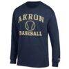 Akron Zips Champion Icon Baseball Long Sleeve T-Shirt - Navy - Side View