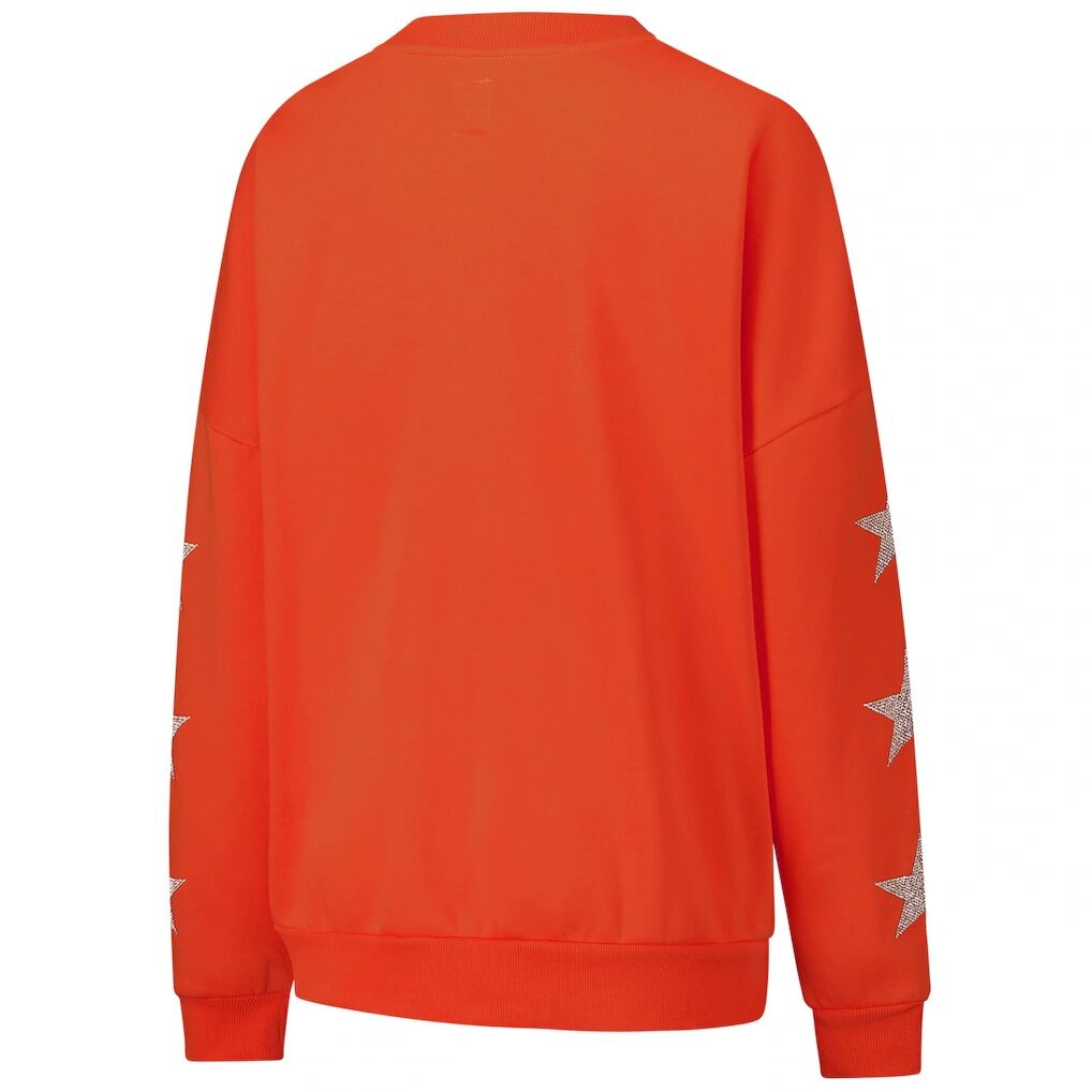 Cincinnati Bengals Gameday Couture Women’s Rhinestone Star Sleeve Settle the Score Oversized Pullover Sweatshirt
