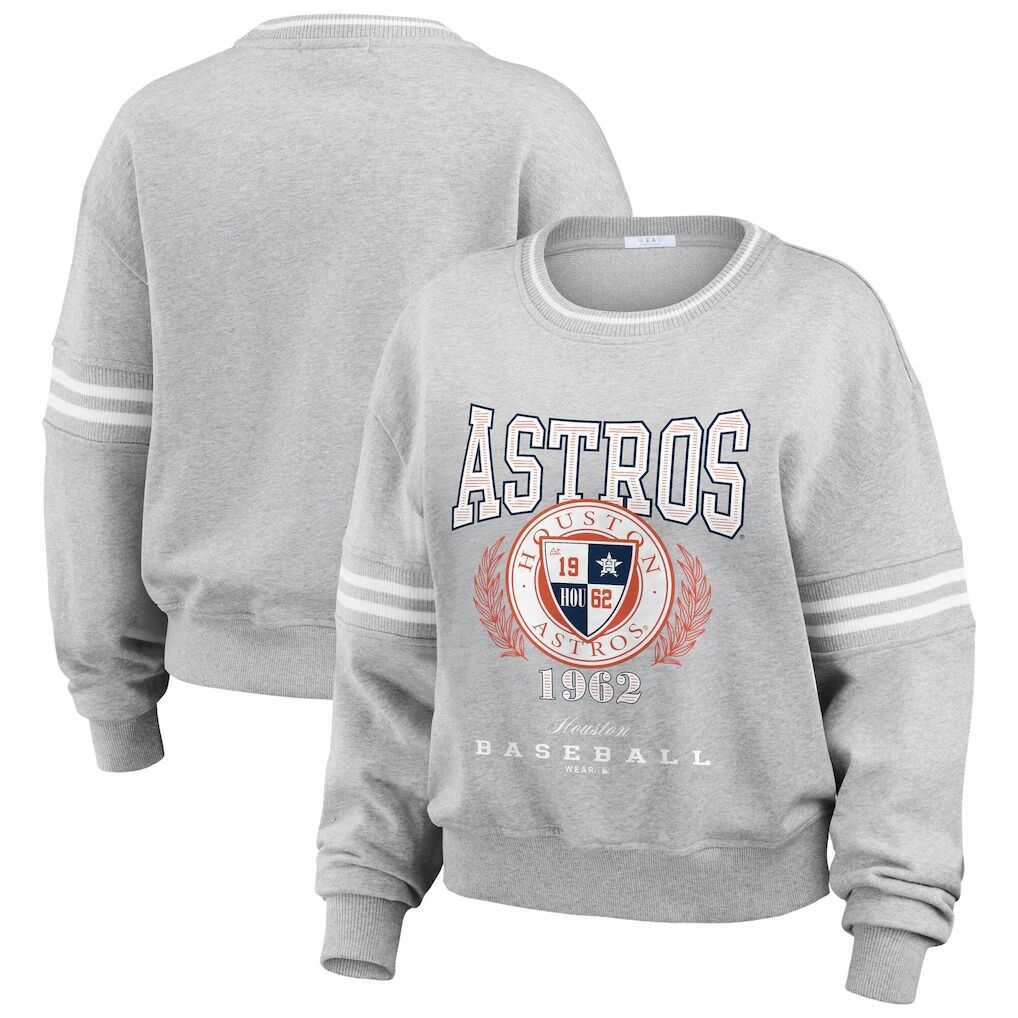 Houston Astros WEAR by Erin Andrews Women’s Domestic Crest Pullover Sweatshirt – Heather Gray