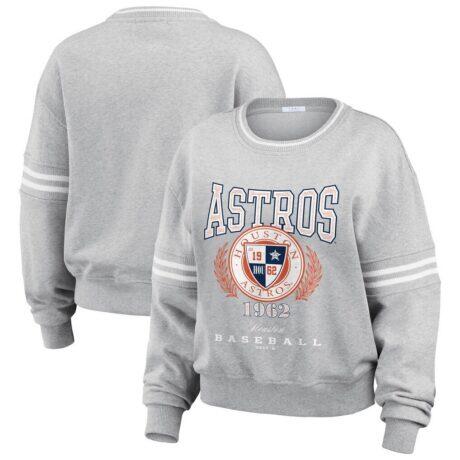 Houston Astros WEAR by Erin Andrews Women's Domestic Crest Pullover Sweatshirt - Heather Gray