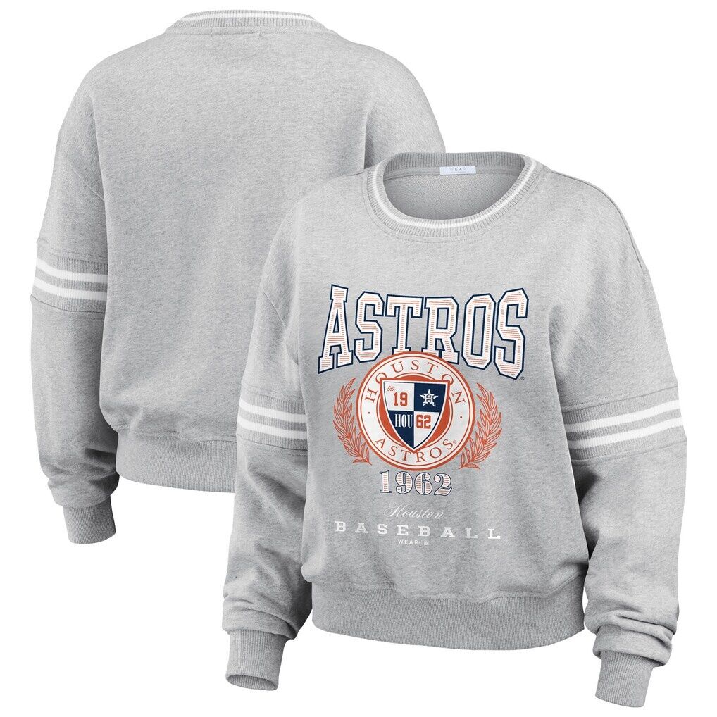 Houston Astros WEAR by Erin Andrews Women’s Domestic Crest Pullover Sweatshirt – Heather Gray