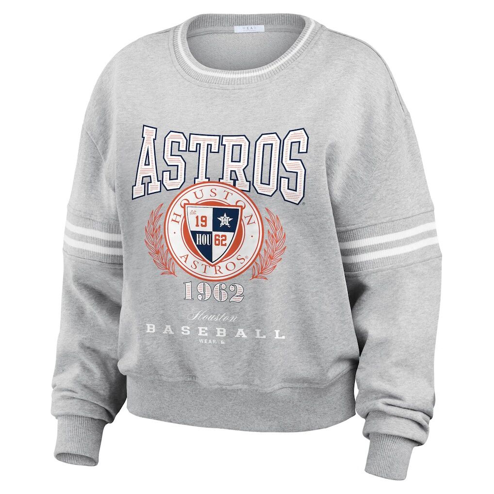 Houston Astros WEAR by Erin Andrews Women’s Domestic Crest Pullover Sweatshirt – Heather Gray