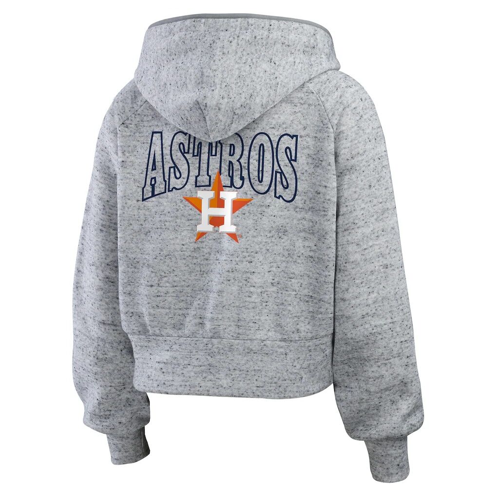 Houston Astros WEAR by Erin Andrews Women’s Speckled Fleece Cropped Full-Zip Hoodie – Heather Gray