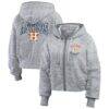 Houston Astros WEAR by Erin Andrews Women's Speckled Fleece Cropped Full-Zip Hoodie - - Front View