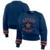 Houston Astros WEAR by Erin Andrews Women's Vintage Washed Cropped Pullover Sweatshirt - Navy - Front View