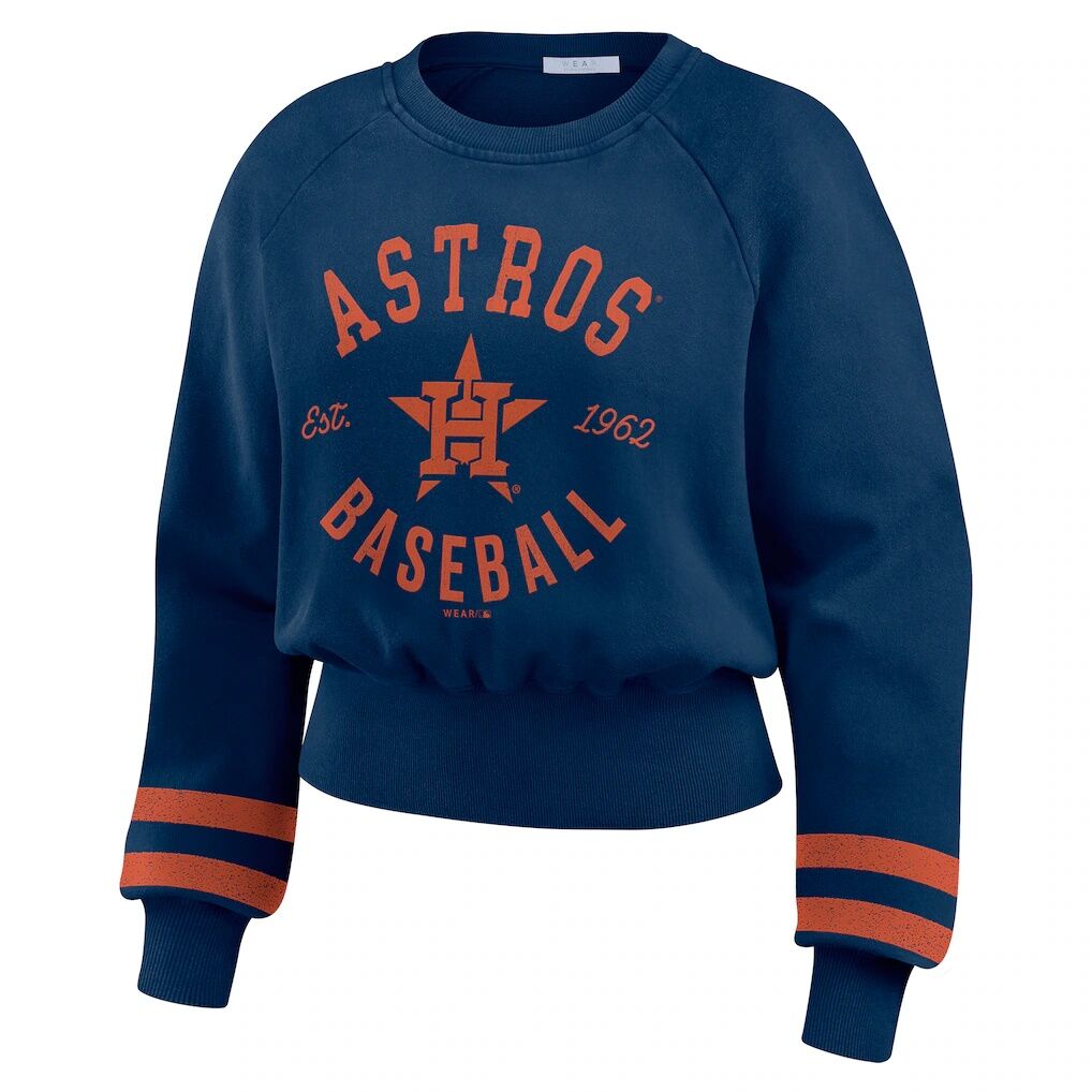 Houston Astros WEAR by Erin Andrews Women’s Vintage Washed Cropped Pullover Sweatshirt