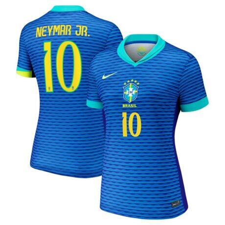 Neymar Jr. Brazil National Team Nike Women's 2024 Away Stadium Replica Player Jersey - Blue - Front View