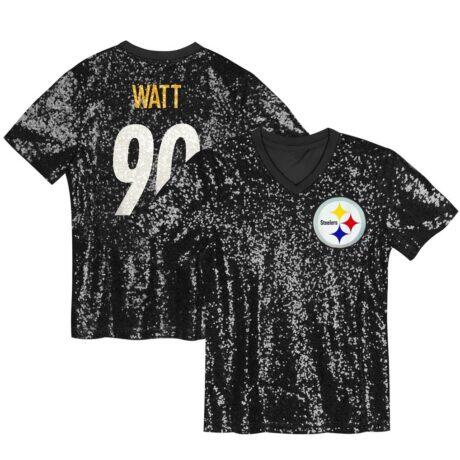 T.J. Watt Pittsburgh Steelers Women's Player Name & Number V-Neck Fashion Jersey - Black - Front View