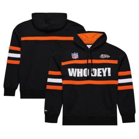 Cincinnati Bengals Vintage Logo Head Coach Fleece Pullover Hoodie - Black - Front View