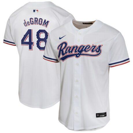 Jacob deGrom Texas Rangers Nike Youth Home Game Player Jersey - White - Front View