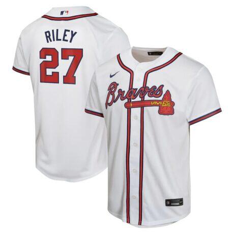 Austin Riley Atlanta Braves Nike Youth Home Game Player Jersey - White - Front View