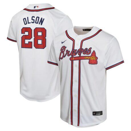 Matt Olson Atlanta Braves Nike Youth Home Game Player Jersey - White - Front View
