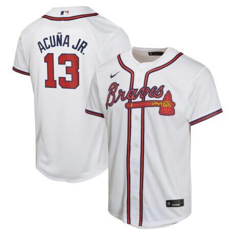 Ronald Acuña Jr. Atlanta Braves Nike Youth Home Game Player Jersey - White - Front View